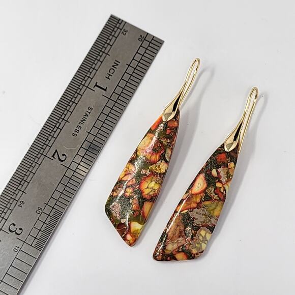 Earth Tones Jasper Boho Earrings - Picture 2 of 4